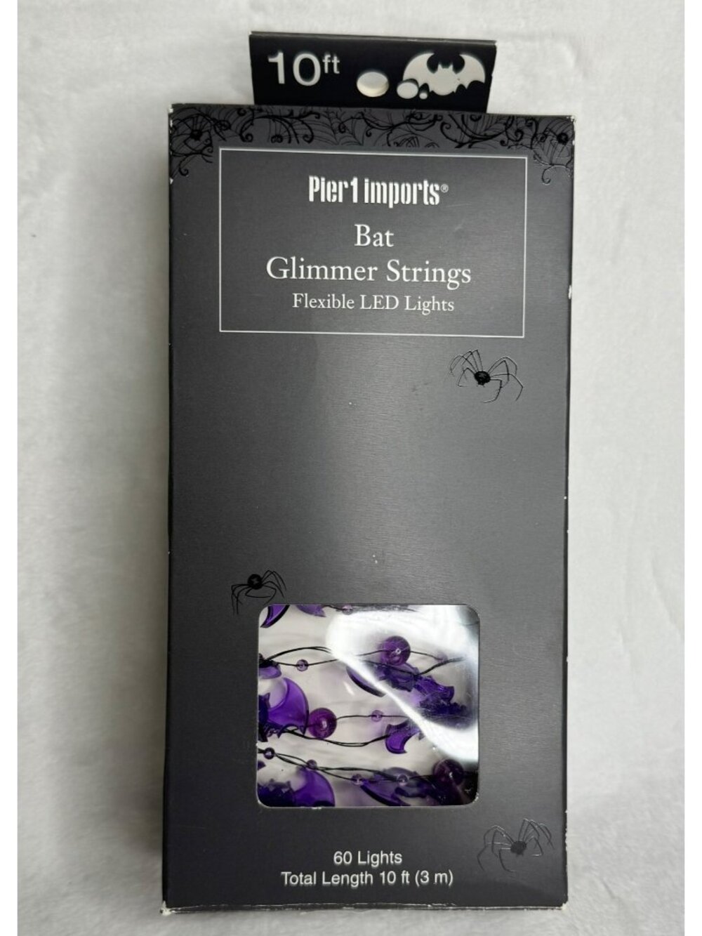 Pier 1 Imports Bat Glimmer Strings Flexible LED Lights 10ft 60 Lights Halloween